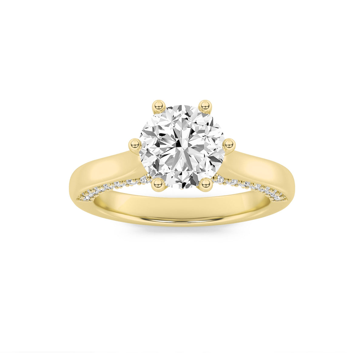1.25CTW Round Lab-Grown Diamond Prong Tulip Motif Accented Engagement Ring 53 Stones