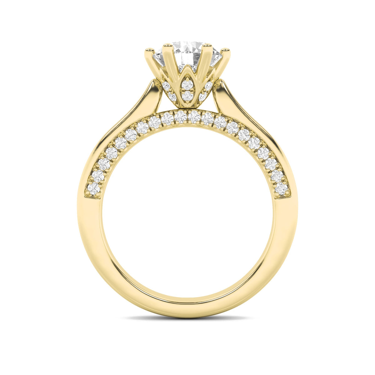 1.25CTW Round Lab-Grown Diamond Prong Tulip Motif Accented Engagement Ring 53 Stones