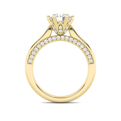 1.25CTW Round Lab-Grown Diamond Prong Tulip Motif Accented Engagement Ring 53 Stones