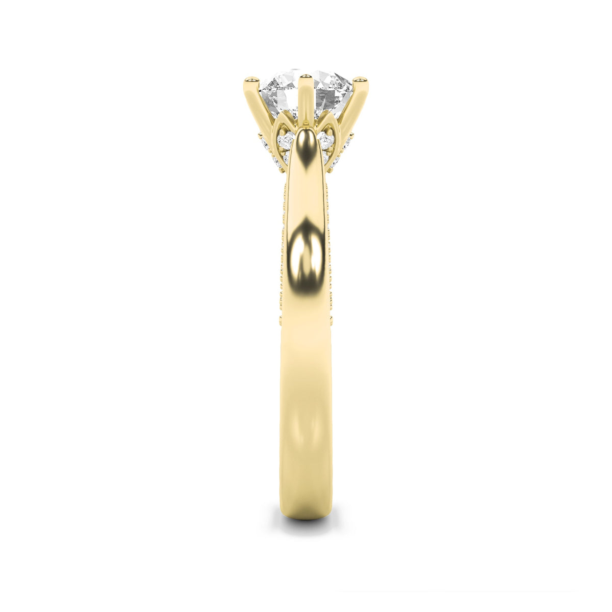 1.25CTW Round Lab-Grown Diamond Prong Tulip Motif Accented Engagement Ring 53 Stones
