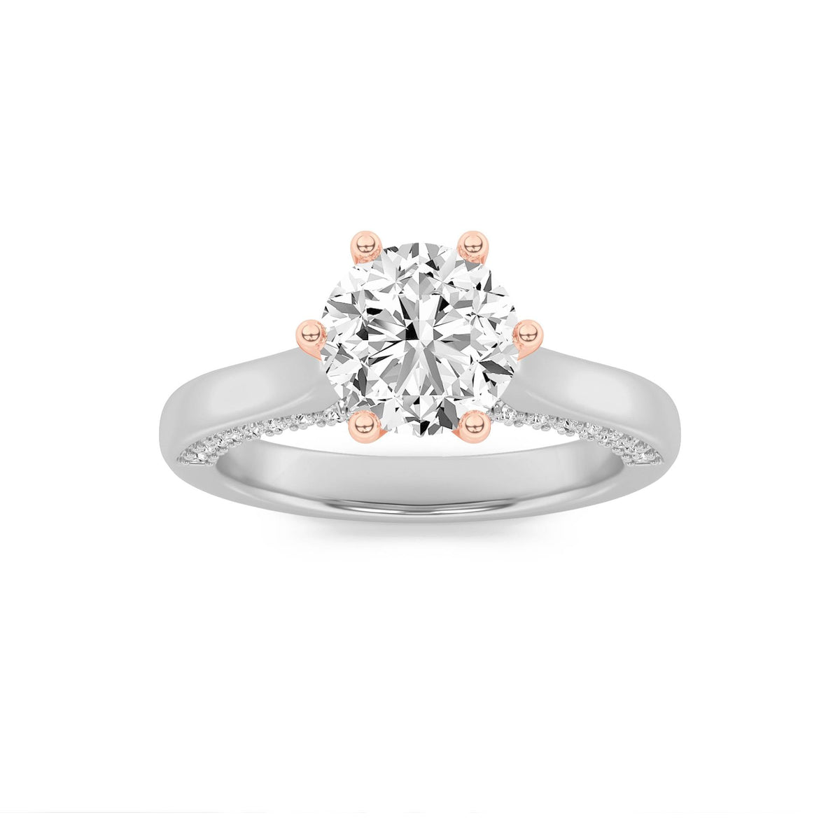 1.25CTW Round Lab-Grown Diamond Prong Tulip Motif Accented Engagement Ring 53 Stones