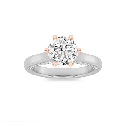 1.25CTW Round Lab-Grown Diamond Prong Tulip Motif Accented Engagement Ring 53 Stones