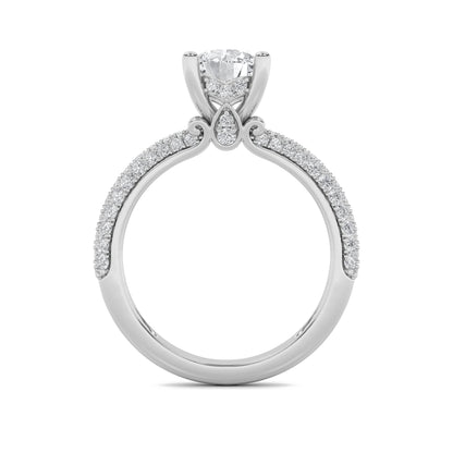 2CTW Round Lab-Grown Diamond Prong Three Row Micro Pave Engagement Ring 79 Stones