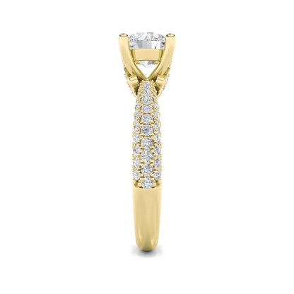 2CTW Round Lab-Grown Diamond Prong Three Row Micro Pave Engagement Ring 79 Stones