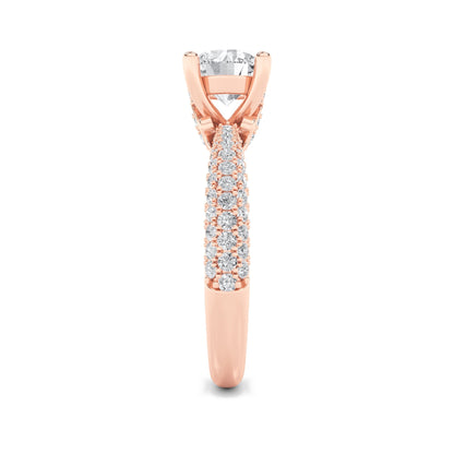 2CTW Round Lab-Grown Diamond Prong Three Row Micro Pave Engagement Ring 79 Stones