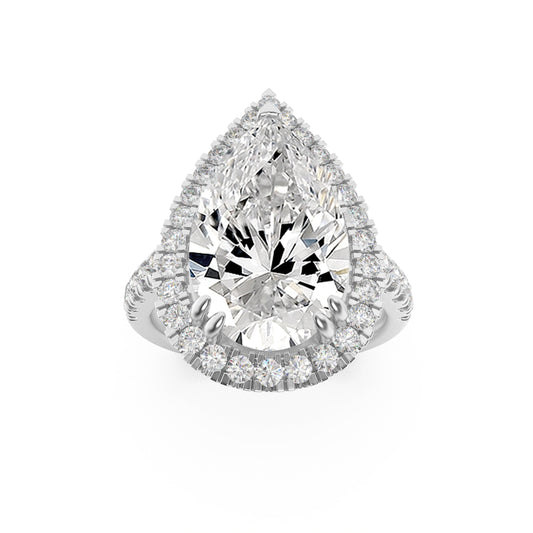 3CTW Pear Lab-Grown Diamond Prong Bold Accented Halo Engagement Ring 41 Stones