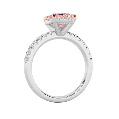 2CTW Emerald Lab-Grown Diamond Prong Halo Accented Engagement Ring 33 Stones