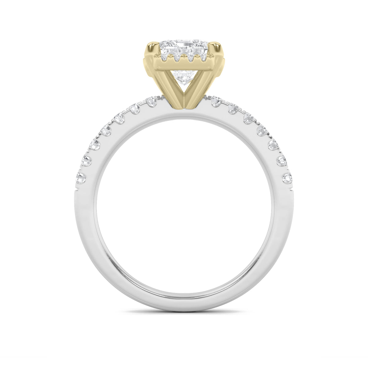 2CTW Emerald Lab-Grown Diamond Prong Halo Accented Engagement Ring 33 Stones