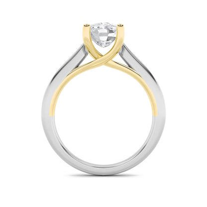 2.5CTW Elongated Cushion Lab-Grown Diamond Prong Two Tone Cathedral Shank Engagement Ring 1 Stone