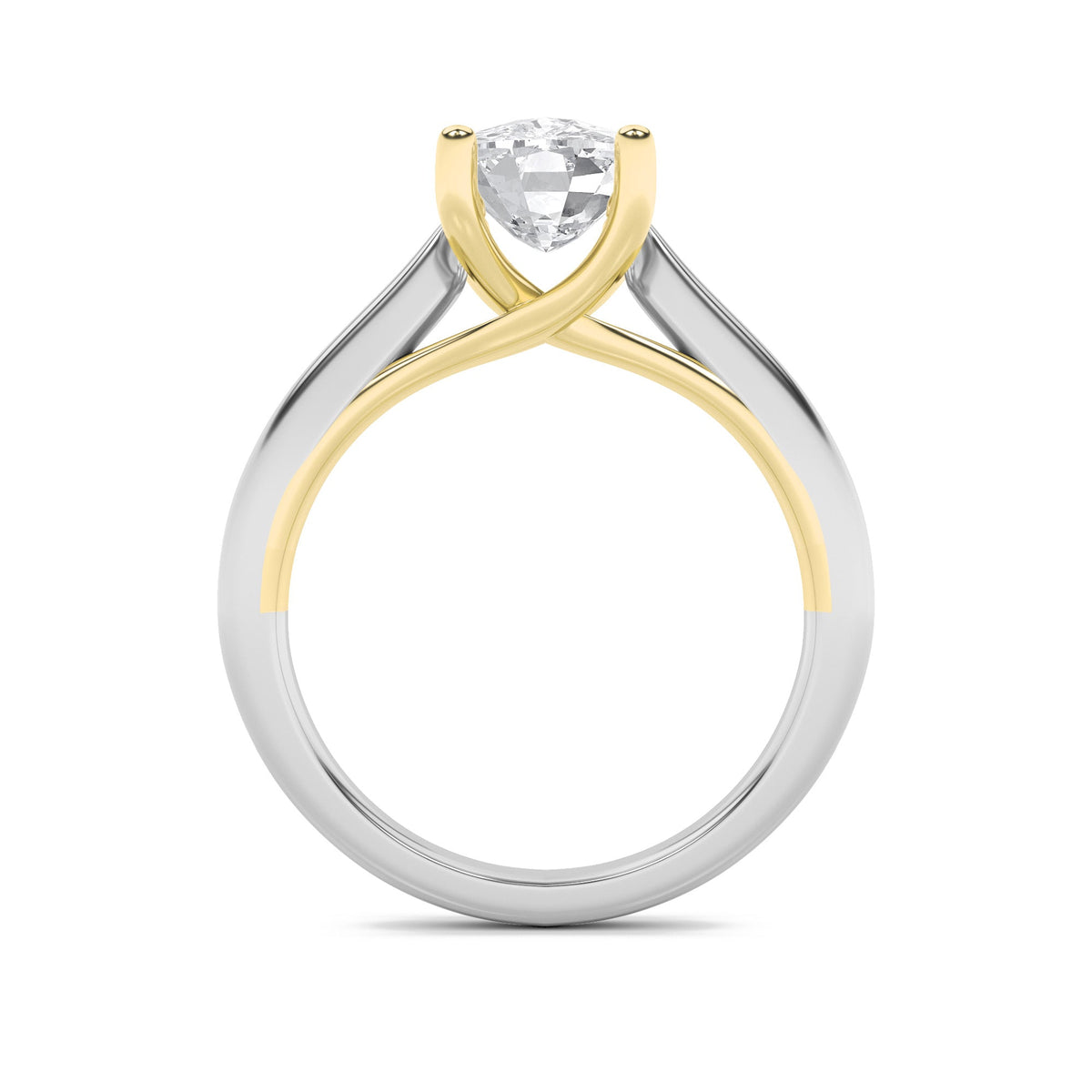 2.5CTW Elongated Cushion Lab-Grown Diamond Prong Two Tone Cathedral Shank Engagement Ring 1 Stone