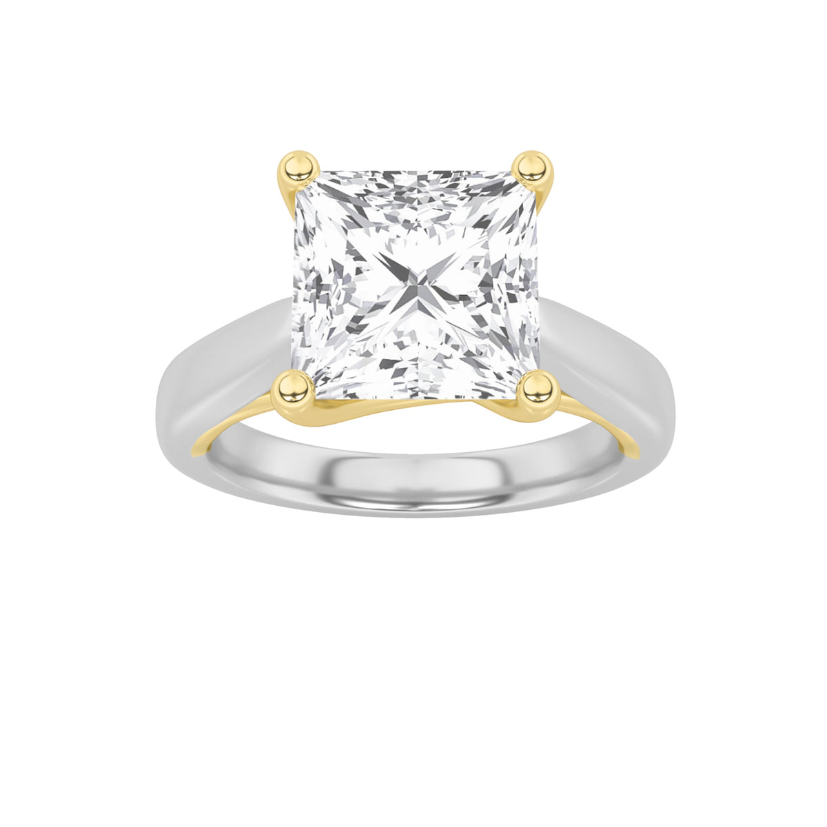 1CTW Princess Lab-Grown Diamond Prong Two Tone Cathedral Shank Engagement Ring 1 Stone