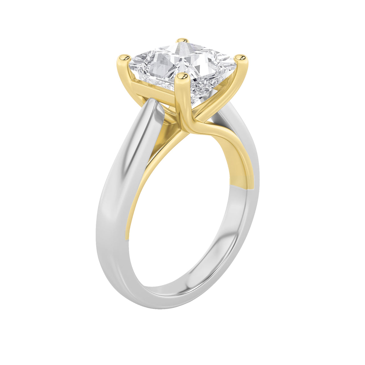 1CTW Princess Lab-Grown Diamond Prong Two Tone Cathedral Shank Engagement Ring 1 Stone