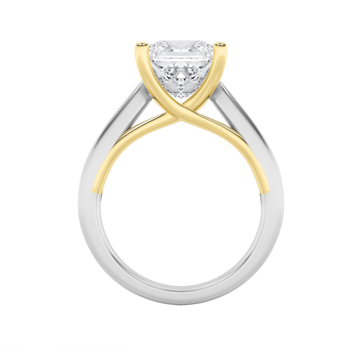 1CTW Princess Lab-Grown Diamond Prong Two Tone Cathedral Shank Engagement Ring 1 Stone