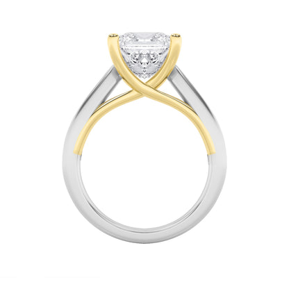 1CTW Princess Lab-Grown Diamond Prong Two Tone Cathedral Shank Engagement Ring 1 Stone