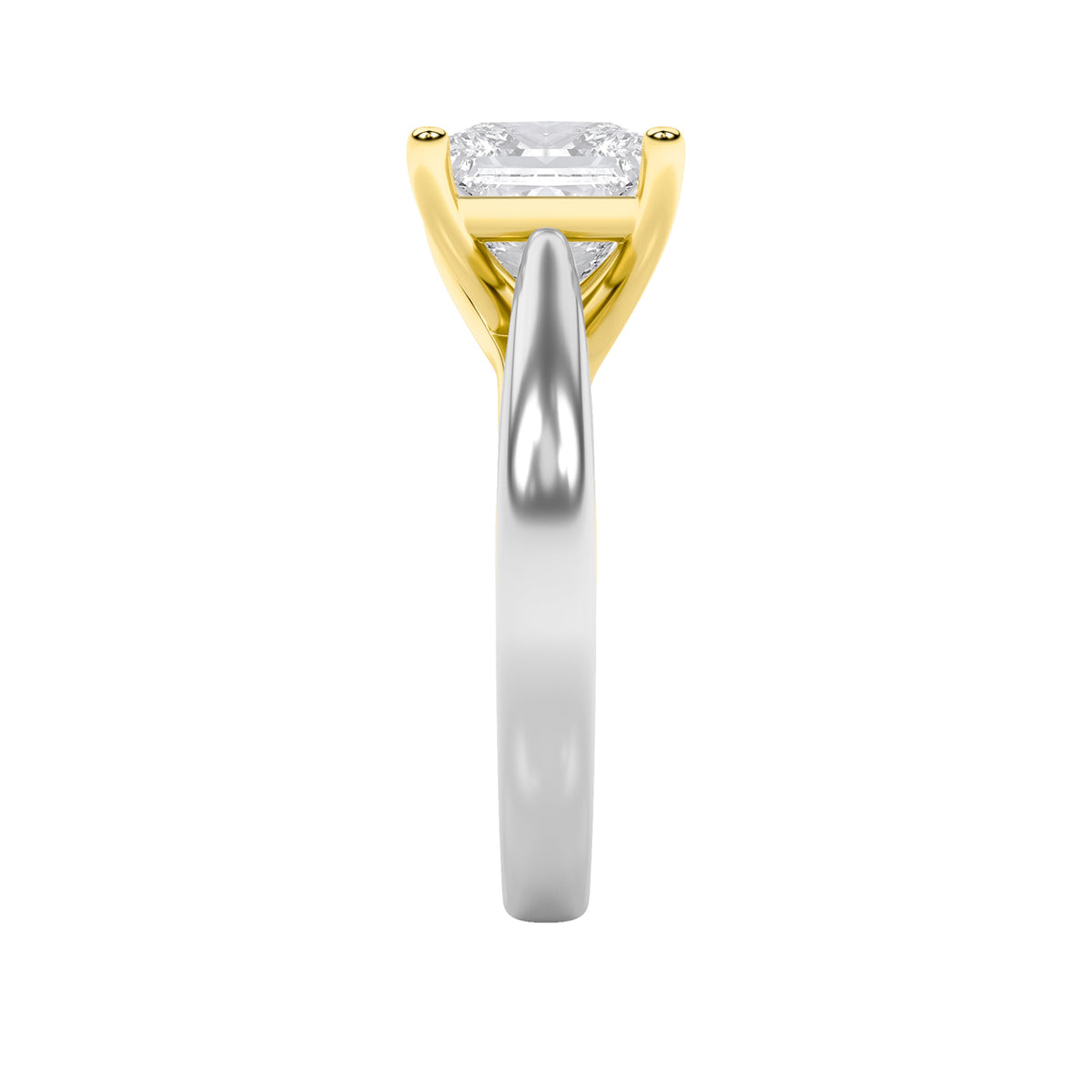 1CTW Princess Lab-Grown Diamond Prong Two Tone Cathedral Shank Engagement Ring 1 Stone