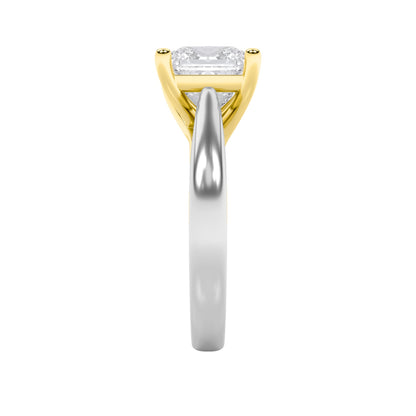1CTW Princess Lab-Grown Diamond Prong Two Tone Cathedral Shank Engagement Ring 1 Stone