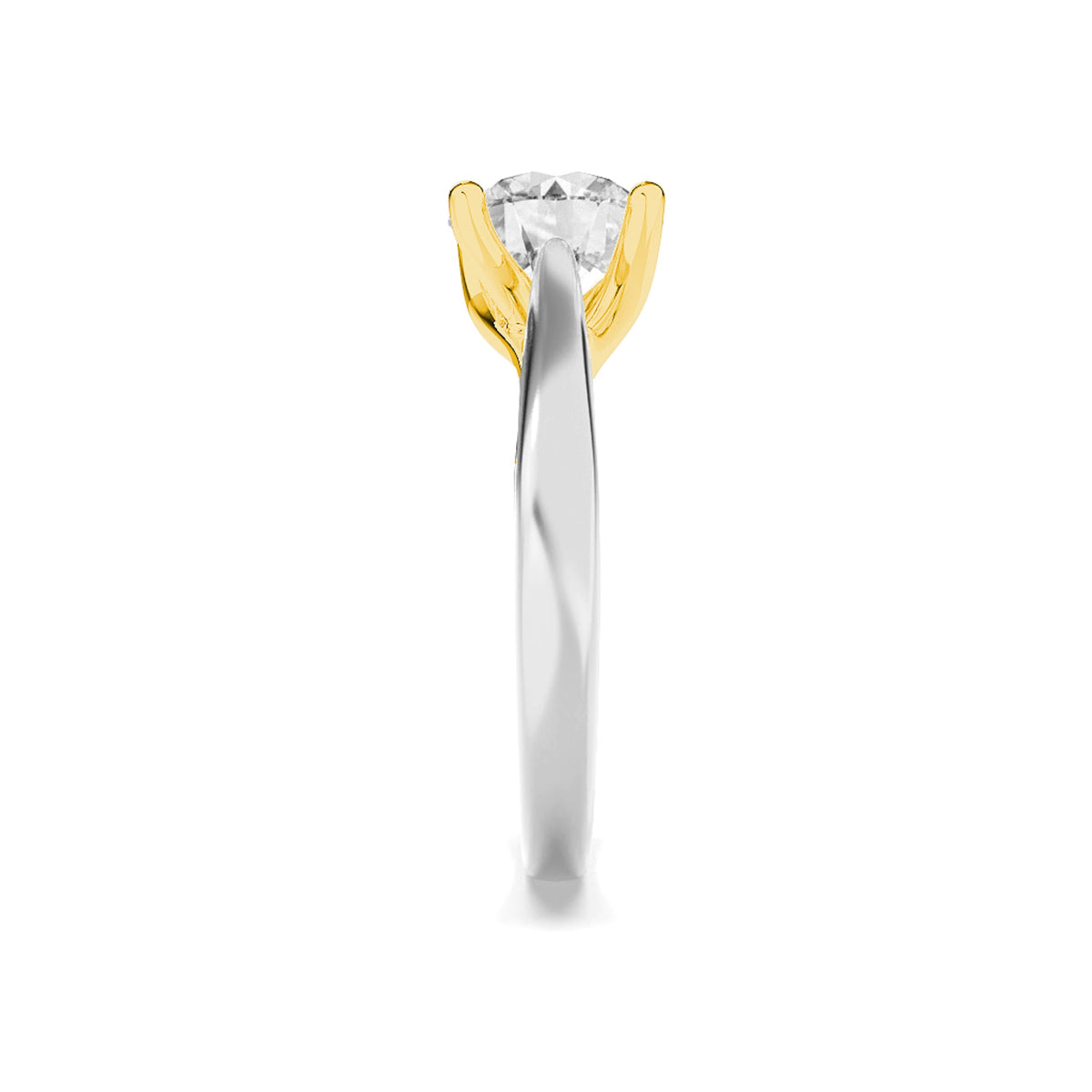 1CTW Round Lab-Grown Diamond Prong Solitaire Two Tone Cathedral Shank Engagement Ring 1 Stone
