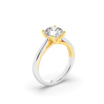 1.5CTW Round Lab-Grown Diamond Prong Two Tone Cathedral Shank Engagement Ring 1 Stone