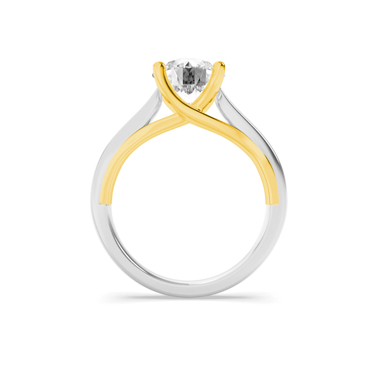 2.5CTW Round Lab-Grown Diamond Prong Two Tone Cathedral Shank Engagement Ring 1 Stone