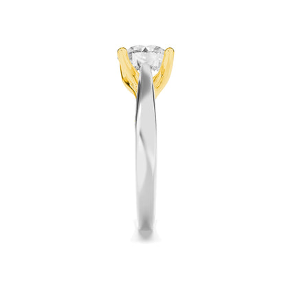 2.5CTW Round Lab-Grown Diamond Prong Two Tone Cathedral Shank Engagement Ring 1 Stone