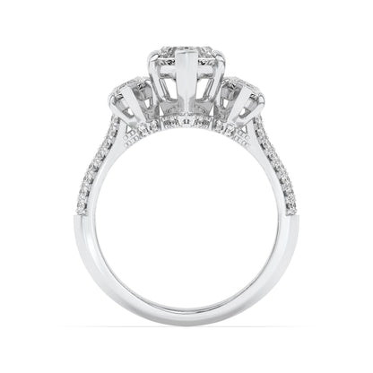 4CTW Marquise Lab-Grown Diamond Prong Three Stone Accented Engagement Ring 55 Stones