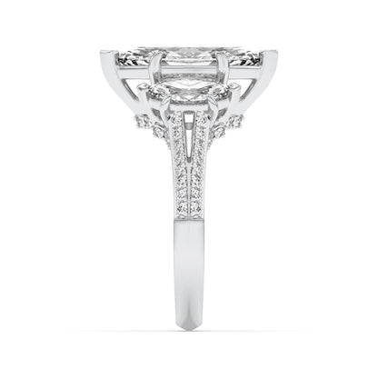 4CTW Marquise Lab-Grown Diamond Prong Three Stone Accented Engagement Ring 55 Stones
