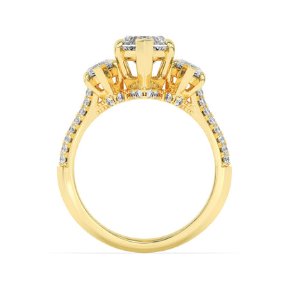 4CTW Marquise Lab-Grown Diamond Prong Three Stone Accented Engagement Ring 55 Stones