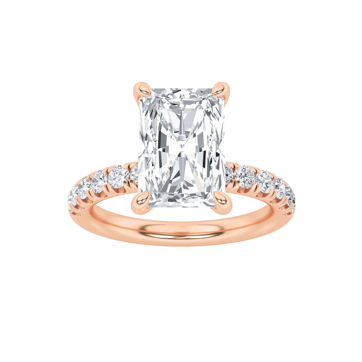 2CTW Radiant Lab-Grown Diamond Prong Hidden Halo Accented Ring 25 Stones