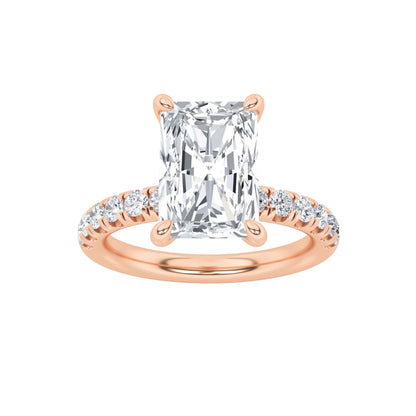 2CTW Radiant Lab-Grown Diamond Prong Hidden Halo Accented Ring 25 Stones