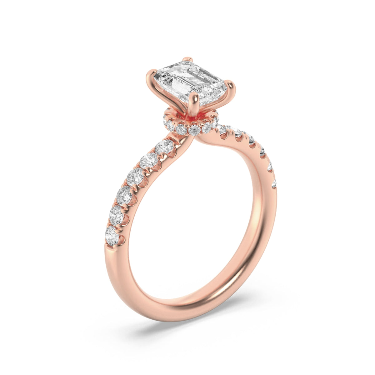 2CTW Radiant Lab-Grown Diamond Prong Hidden Halo Accented Ring 25 Stones