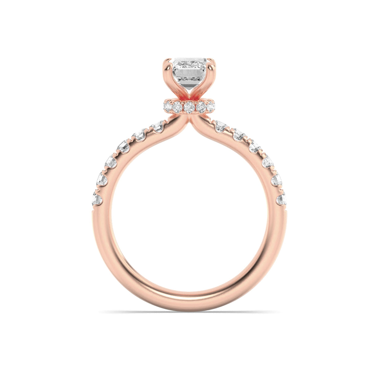 2CTW Radiant Lab-Grown Diamond Prong Hidden Halo Accented Ring 25 Stones