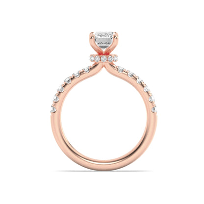 2CTW Radiant Lab-Grown Diamond Prong Hidden Halo Accented Ring 25 Stones
