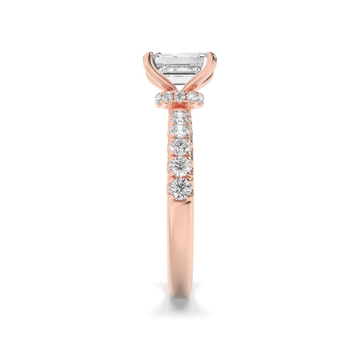 2CTW Radiant Lab-Grown Diamond Prong Hidden Halo Accented Ring 25 Stones