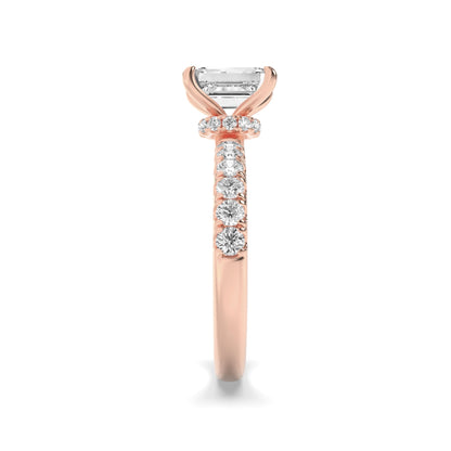 2CTW Radiant Lab-Grown Diamond Prong Hidden Halo Accented Ring 25 Stones