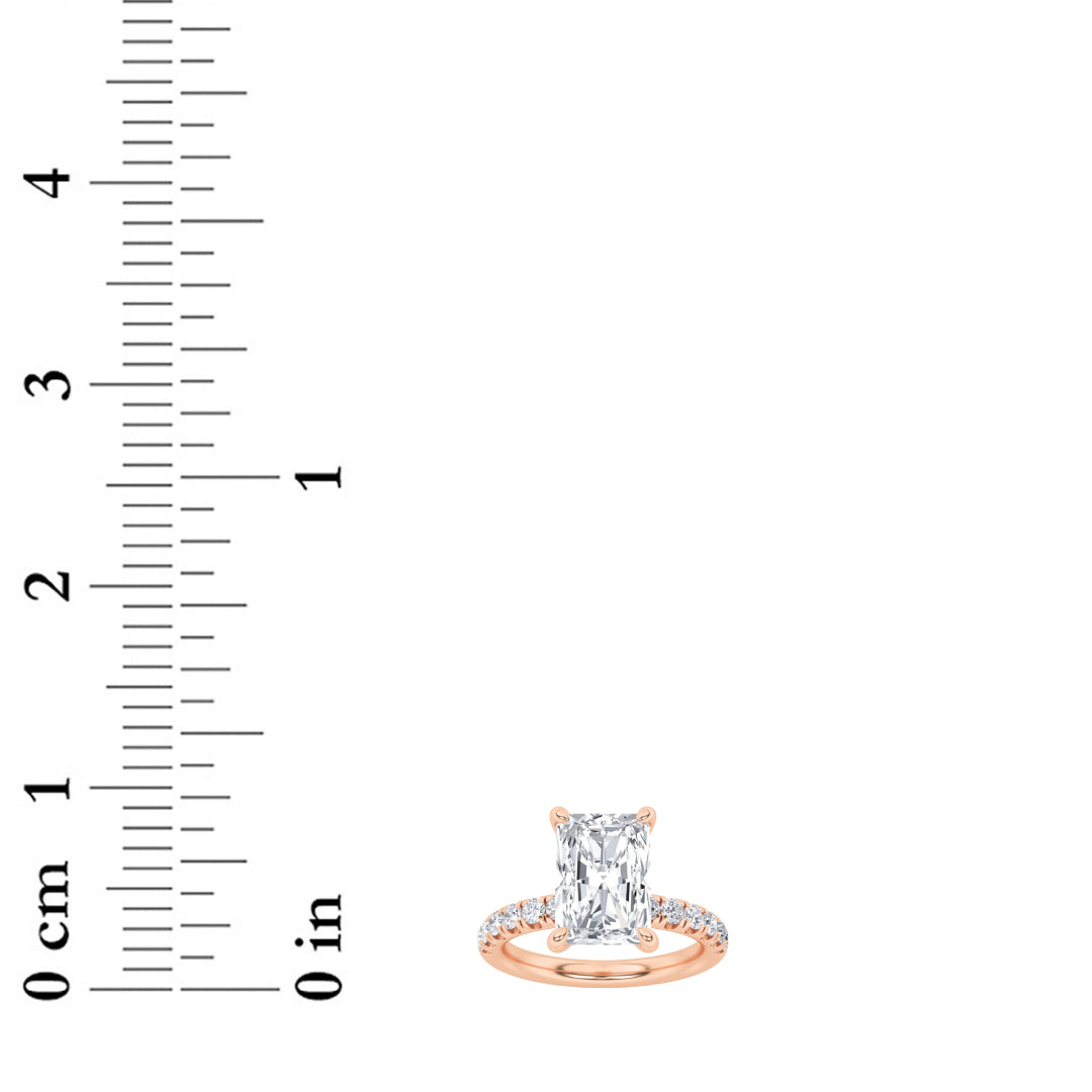 2CTW Radiant Lab-Grown Diamond Prong Hidden Halo Accented Ring 25 Stones