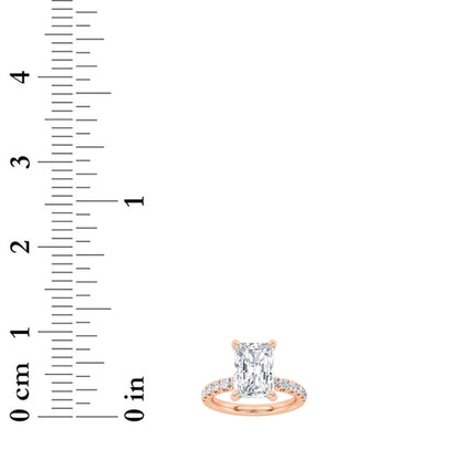 2CTW Radiant Lab-Grown Diamond Prong Hidden Halo Accented Ring 25 Stones
