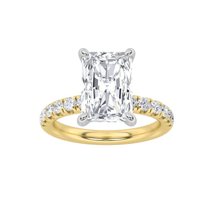 2CTW Radiant Lab-Grown Diamond Prong Hidden Halo Accented Ring 25 Stones