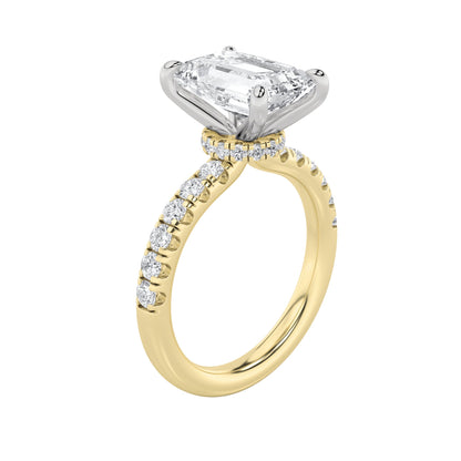 2CTW Radiant Lab-Grown Diamond Prong Hidden Halo Accented Ring 25 Stones