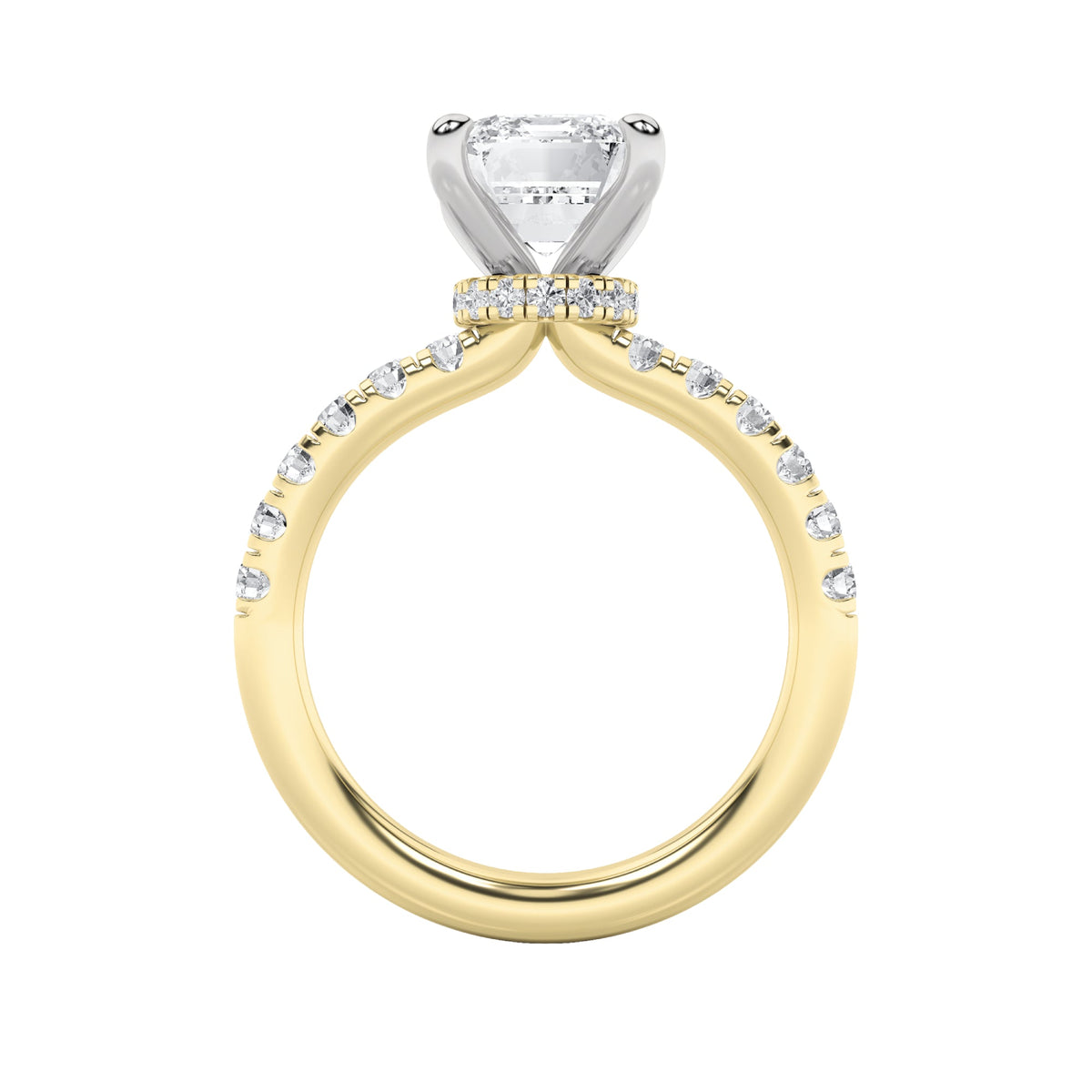 2CTW Radiant Lab-Grown Diamond Prong Hidden Halo Accented Ring 25 Stones