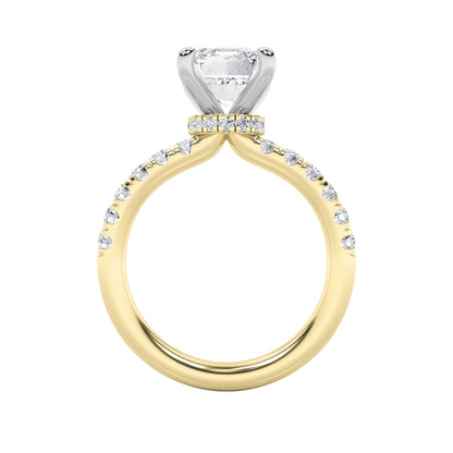 2CTW Radiant Lab-Grown Diamond Prong Hidden Halo Accented Ring 25 Stones