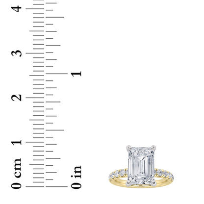 2CTW Radiant Lab-Grown Diamond Prong Hidden Halo Accented Ring 25 Stones