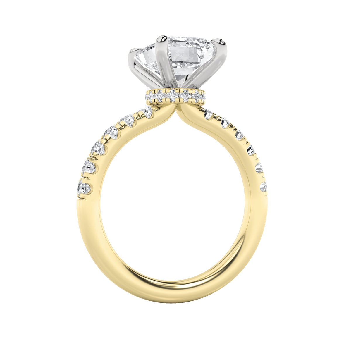 2CTW Radiant Lab-Grown Diamond Prong Hidden Halo Accented Ring 25 Stones