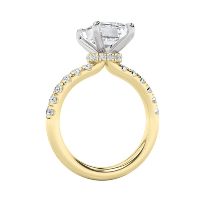 2CTW Radiant Lab-Grown Diamond Prong Hidden Halo Accented Ring 25 Stones