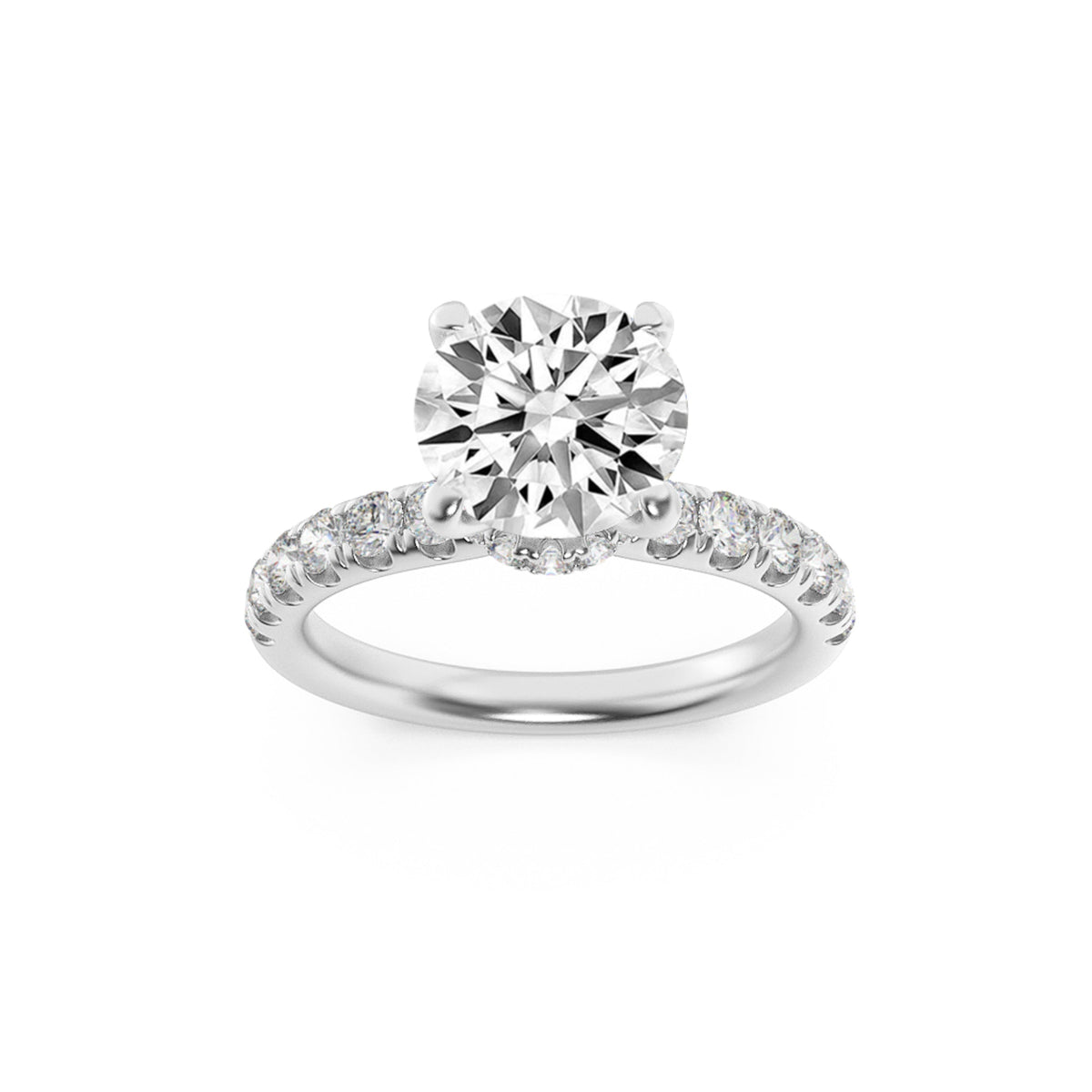 1.5CTW Round Lab-Grown Diamond Prong Hidden Halo Accented Ring 25 Stones