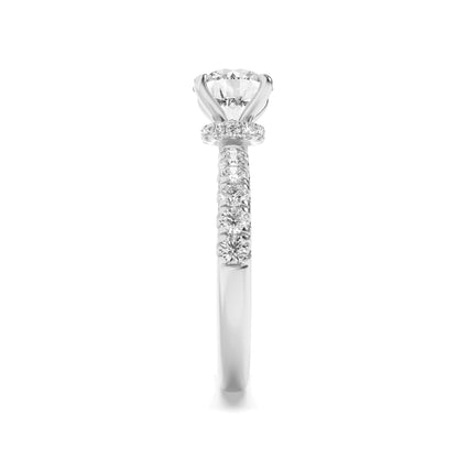 1.5CTW Round Lab-Grown Diamond Prong Hidden Halo Accented Ring 25 Stones