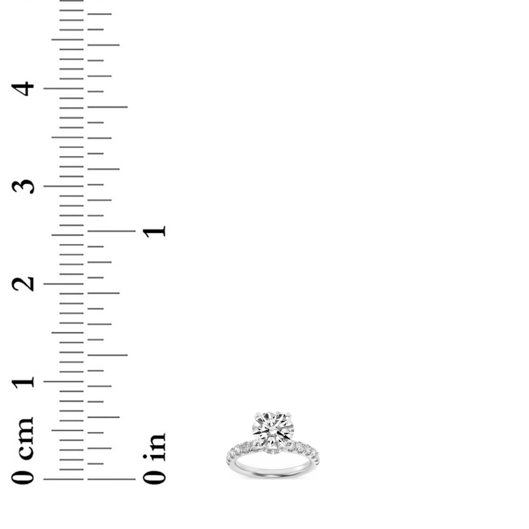 1.5CTW Round Lab-Grown Diamond Prong Hidden Halo Accented Ring 25 Stones