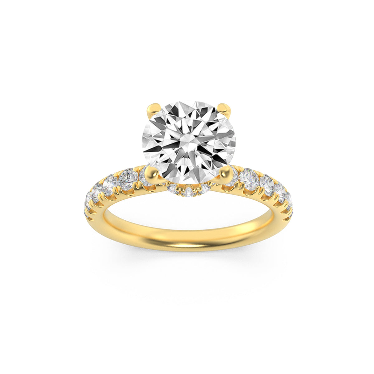 1.5CTW Round Lab-Grown Diamond Prong Hidden Halo Accented Ring 25 Stones