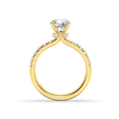 1.5CTW Round Lab-Grown Diamond Prong Hidden Halo Accented Ring 25 Stones