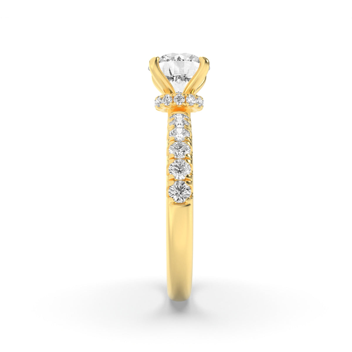 1.5CTW Round Lab-Grown Diamond Prong Hidden Halo Accented Ring 25 Stones