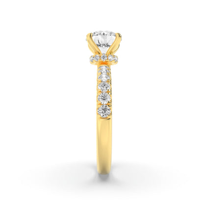 1.5CTW Round Lab-Grown Diamond Prong Hidden Halo Accented Ring 25 Stones